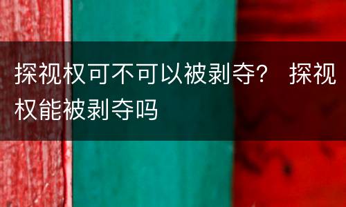 探视权可不可以被剥夺？ 探视权能被剥夺吗