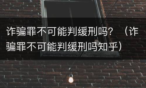 诈骗罪不可能判缓刑吗？（诈骗罪不可能判缓刑吗知乎）