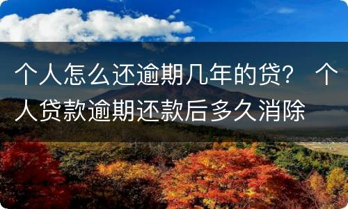个人怎么还逾期几年的贷？ 个人贷款逾期还款后多久消除