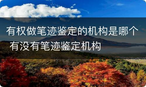 有权做笔迹鉴定的机构是哪个 有没有笔迹鉴定机构