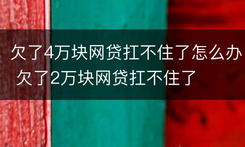 欠了4万块网贷扛不住了怎么办 欠了2万块网贷扛不住了