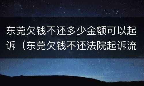 东莞欠钱不还多少金额可以起诉（东莞欠钱不还法院起诉流程）