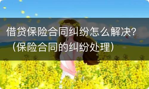 借贷保险合同纠纷怎么解决？（保险合同的纠纷处理）