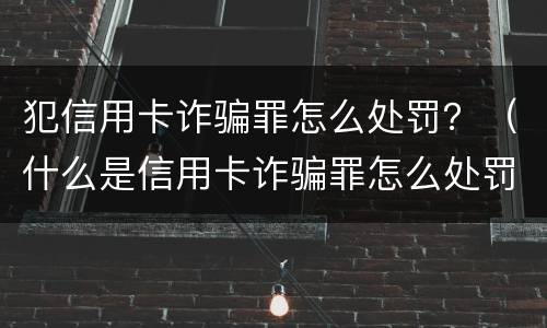 犯信用卡诈骗罪怎么处罚？（什么是信用卡诈骗罪怎么处罚）