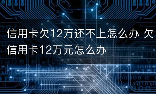 信用卡欠12万还不上怎么办 欠信用卡12万元怎么办