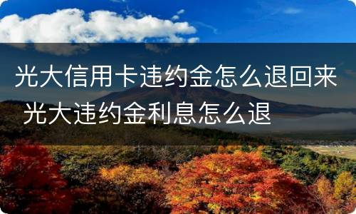光大信用卡违约金怎么退回来 光大违约金利息怎么退