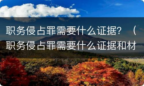 职务侵占罪需要什么证据？（职务侵占罪需要什么证据和材料）