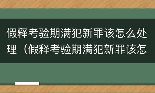 假释考验期满犯新罪该怎么处理（假释考验期满犯新罪该怎么处理呢）