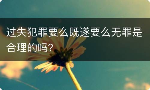 过失犯罪要么既遂要么无罪是合理的吗？