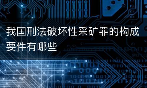我国刑法破坏性采矿罪的构成要件有哪些