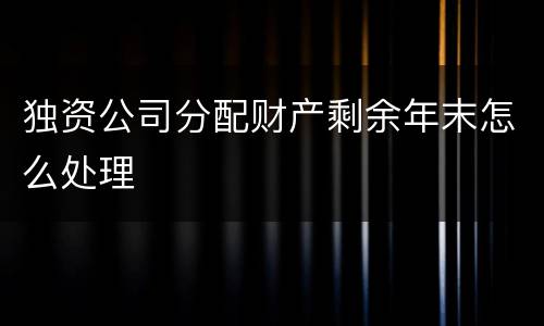 独资公司分配财产剩余年末怎么处理