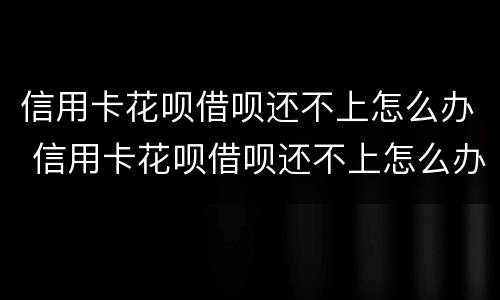 信用卡花呗借呗还不上怎么办 信用卡花呗借呗还不上怎么办会上征信黑名单吗