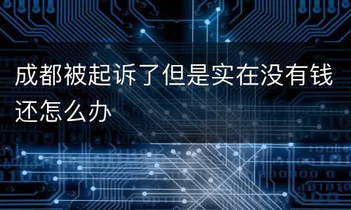 成都被起诉了但是实在没有钱还怎么办