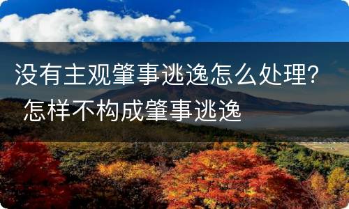 没有主观肇事逃逸怎么处理？ 怎样不构成肇事逃逸