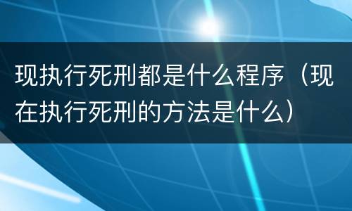 现执行死刑都是什么程序（现在执行死刑的方法是什么）