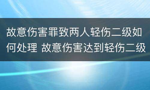 故意伤害罪致两人轻伤二级如何处理 故意伤害达到轻伤二级应负什么责任?