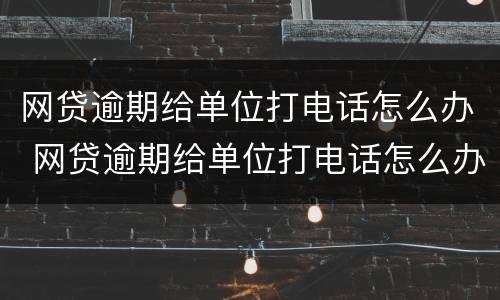 网贷逾期给单位打电话怎么办 网贷逾期给单位打电话怎么办案例