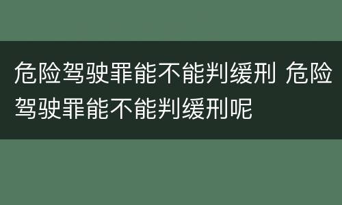 危险驾驶罪能不能判缓刑 危险驾驶罪能不能判缓刑呢