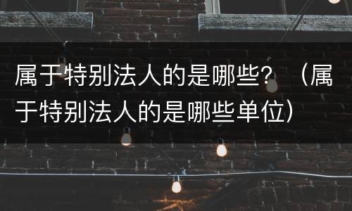 属于特别法人的是哪些？（属于特别法人的是哪些单位）