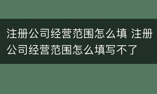 注册公司经营范围怎么填 注册公司经营范围怎么填写不了