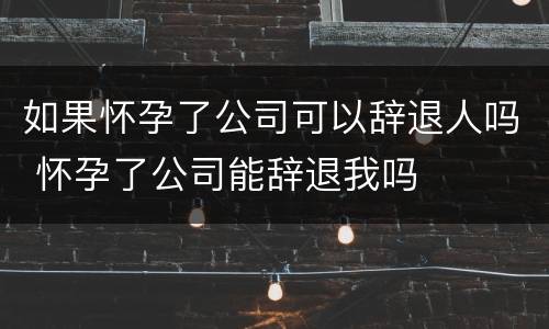 如果怀孕了公司可以辞退人吗 怀孕了公司能辞退我吗