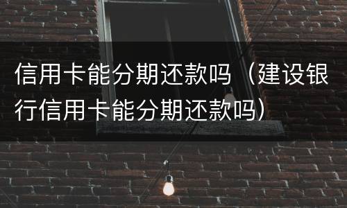信用卡能分期还款吗（建设银行信用卡能分期还款吗）