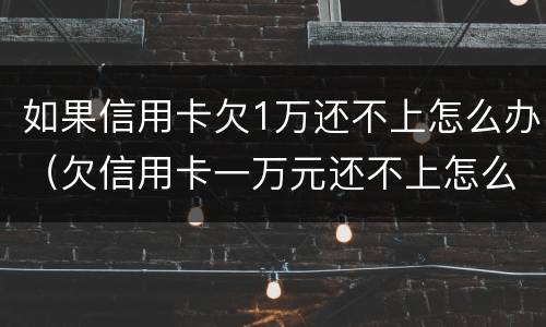 如果信用卡欠1万还不上怎么办（欠信用卡一万元还不上怎么办）