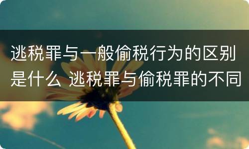 逃税罪与一般偷税行为的区别是什么 逃税罪与偷税罪的不同及原因