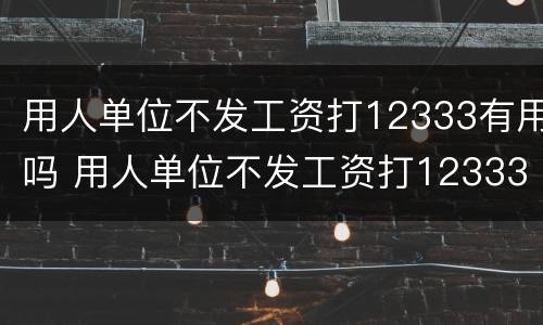 用人单位不发工资打12333有用吗 用人单位不发工资打12333有用吗怎么投诉