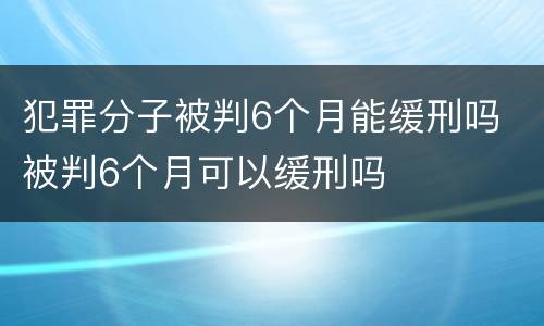 犯罪分子被判6个月能缓刑吗 被判6个月可以缓刑吗