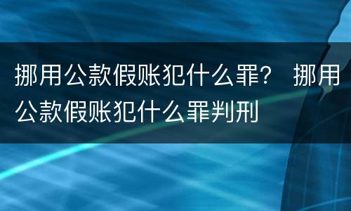 挪用公款假账犯什么罪？ 挪用公款假账犯什么罪判刑