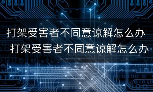 打架受害者不同意谅解怎么办 打架受害者不同意谅解怎么办理