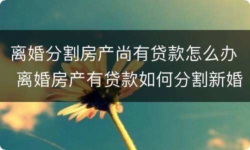 离婚分割房产尚有贷款怎么办 离婚房产有贷款如何分割新婚姻法