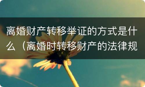 离婚财产转移举证的方式是什么（离婚时转移财产的法律规定）