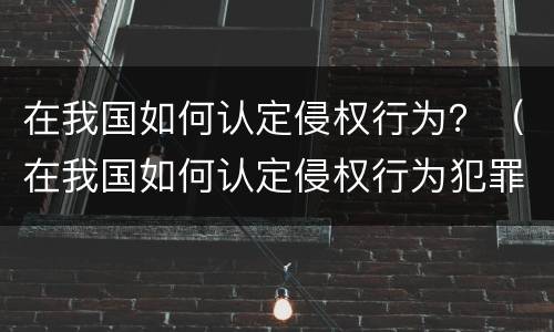 在我国如何认定侵权行为？（在我国如何认定侵权行为犯罪）