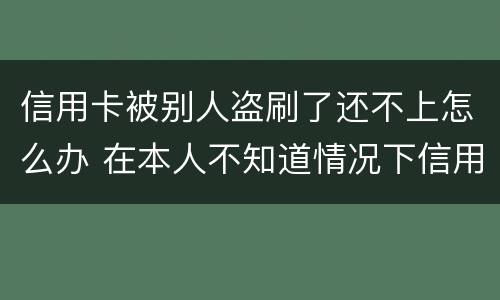 信用卡被别人盗刷了还不上怎么办 在本人不知道情况下信用卡被盗刷怎么办