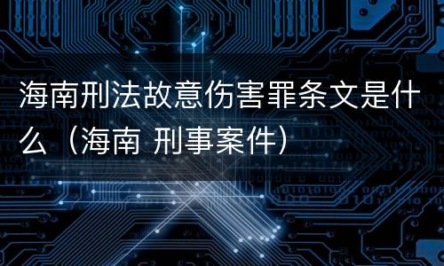 海南刑法故意伤害罪条文是什么（海南 刑事案件）