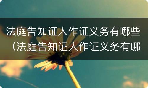 法庭告知证人作证义务有哪些（法庭告知证人作证义务有哪些内容）