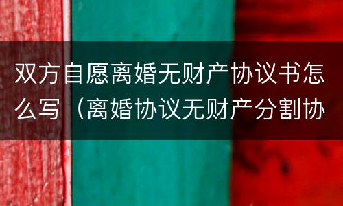 双方自愿离婚无财产协议书怎么写（离婚协议无财产分割协议范本）