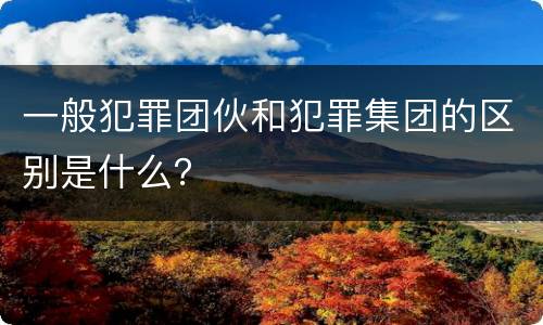 一般犯罪团伙和犯罪集团的区别是什么？