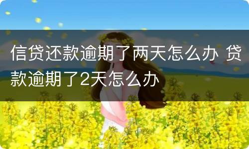 信贷还款逾期了两天怎么办 贷款逾期了2天怎么办