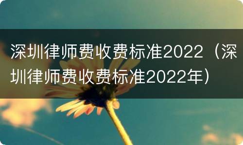深圳律师费收费标准2022（深圳律师费收费标准2022年）