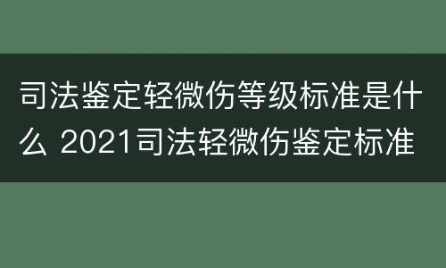 司法鉴定轻微伤等级标准是什么 2021司法轻微伤鉴定标准