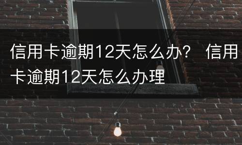 信用卡逾期12天怎么办？ 信用卡逾期12天怎么办理