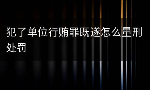 犯了单位行贿罪既遂怎么量刑处罚