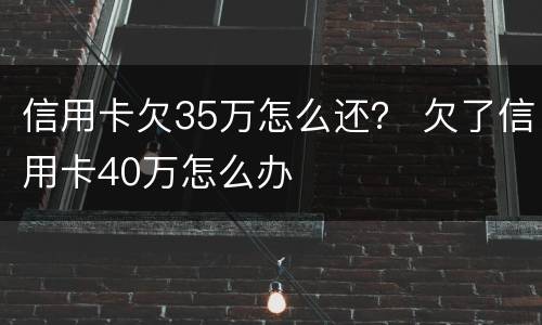 信用卡欠35万怎么还？ 欠了信用卡40万怎么办