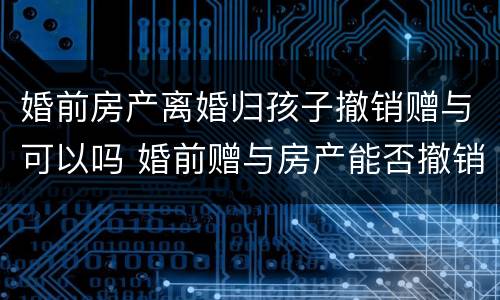 婚前房产离婚归孩子撤销赠与可以吗 婚前赠与房产能否撤销