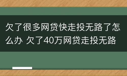 欠了很多网贷快走投无路了怎么办 欠了40万网贷走投无路