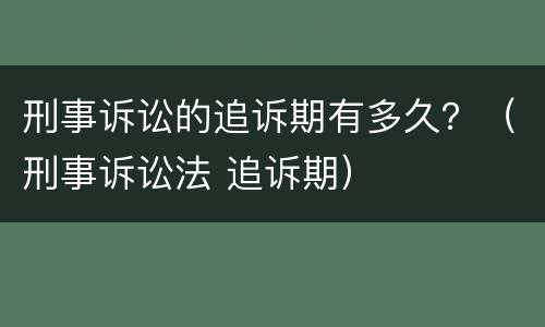 刑事诉讼的追诉期有多久？（刑事诉讼法 追诉期）