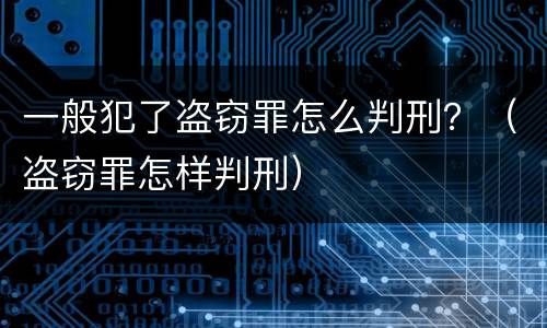 一般犯了盗窃罪怎么判刑？（盗窃罪怎样判刑）